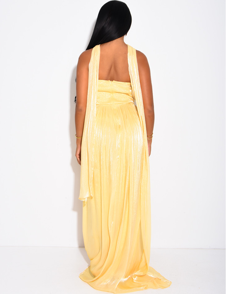 Flared strapless voile dress with matching shawl