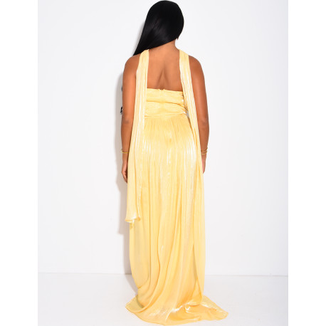 Flared strapless voile dress with matching shawl