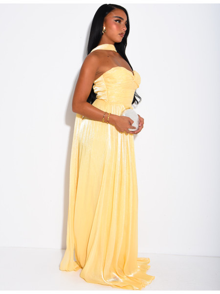 Flared strapless voile dress with matching shawl