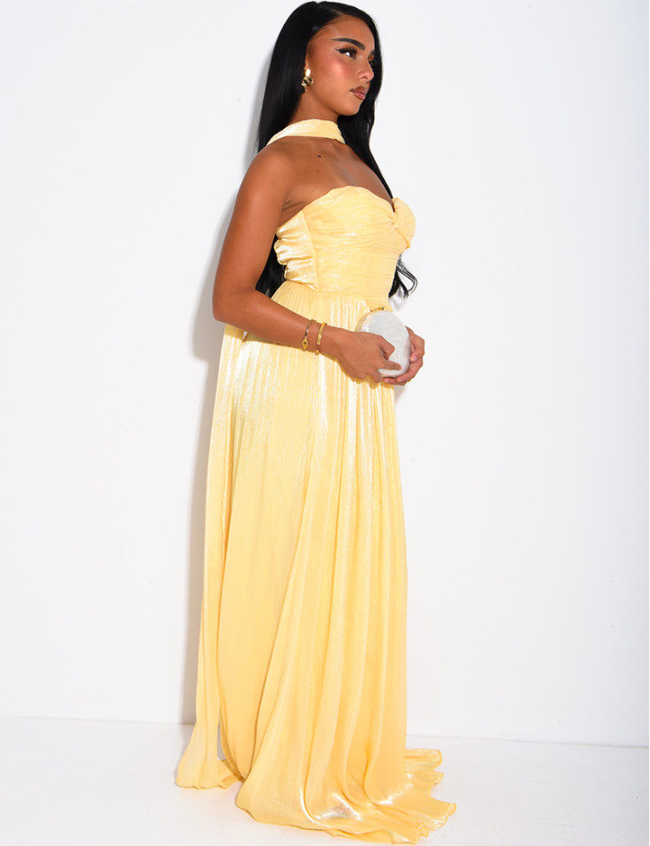 Flared strapless voile dress with matching shawl