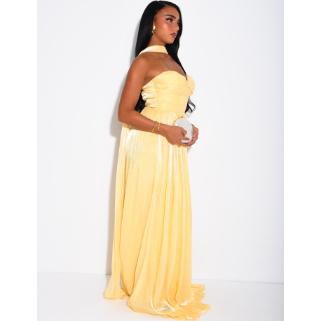 Flared strapless voile dress with matching shawl