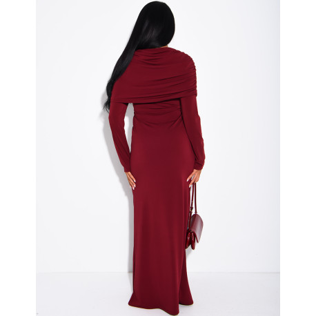 Long, draped dress with a gathered waist