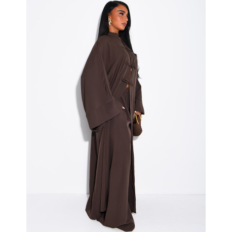 Set comprising trousers and a long tunic with Asian-style fastenings