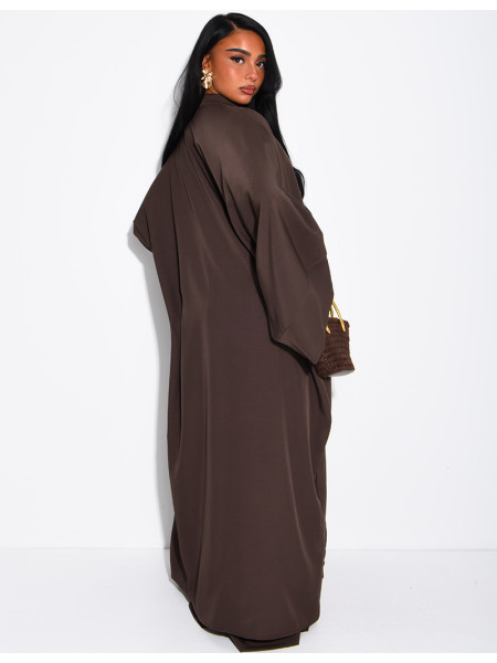 Set comprising trousers and a long tunic with Asian-style fastenings