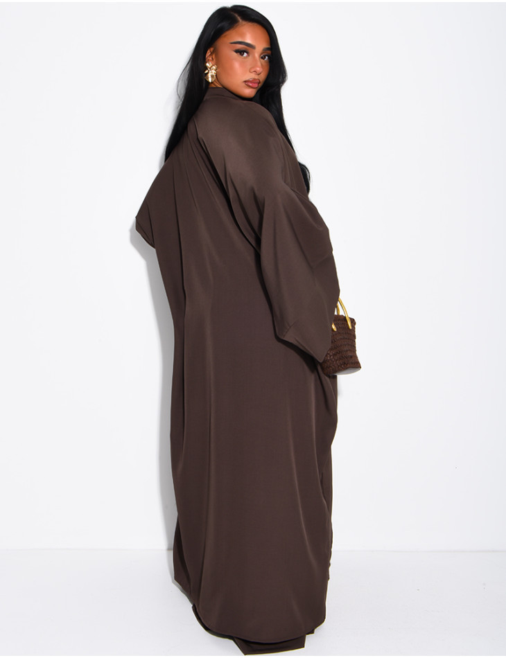 Set comprising trousers and a long tunic with Asian-style fastenings