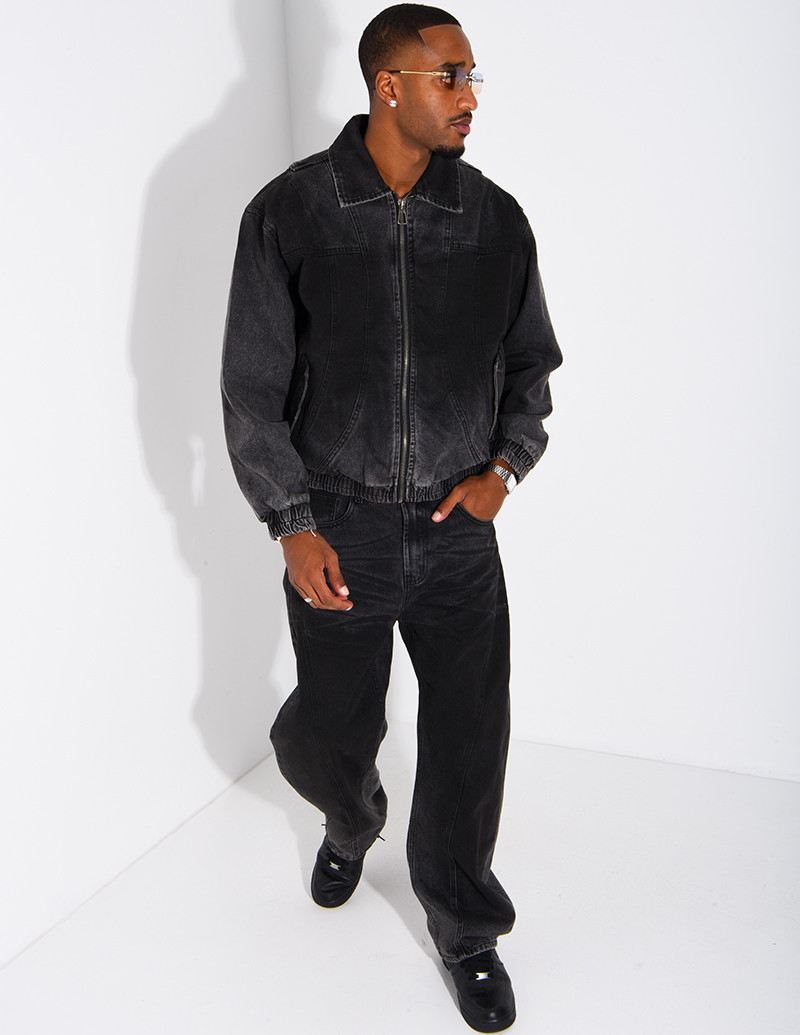 Faded denim set: oversized...