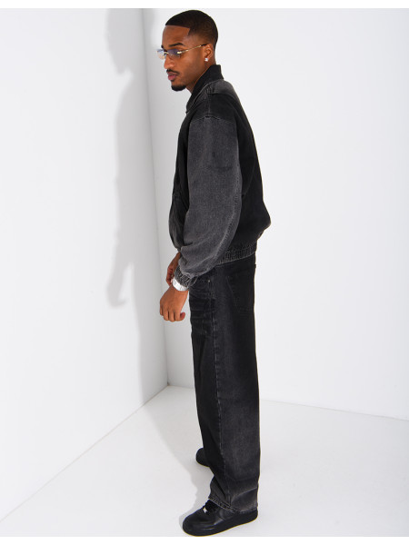 Set aus verwaschener Jeans: Oversize-Jacke und Ballonhose
