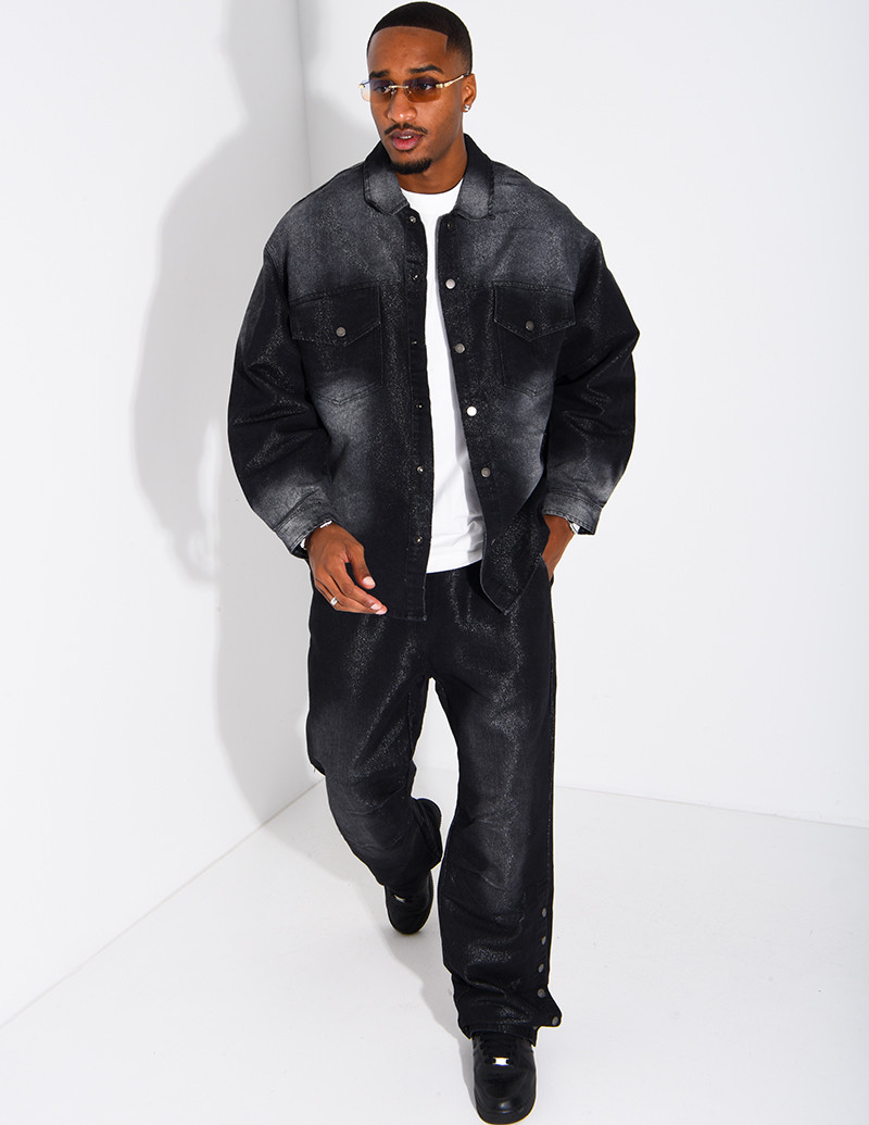 Faded denim set featuring...