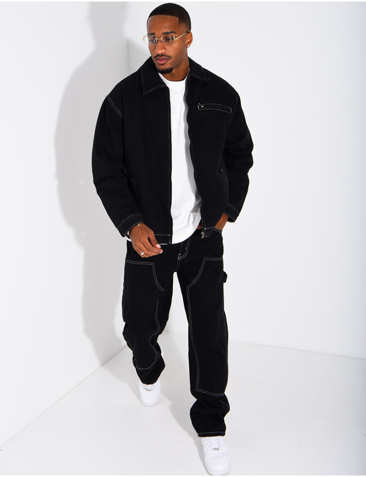 Set aus Raw-Denim: Oversize-Jacke und passende Hose