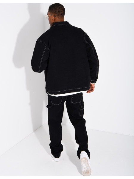 Set aus Raw-Denim: Oversize-Jacke und passende Hose
