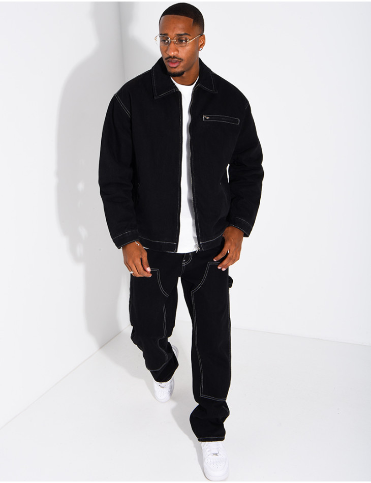 Set aus Raw-Denim: Oversize-Jacke und passende Hose