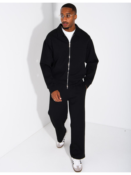 Track suit set with a zippered vest and straight-leg pants