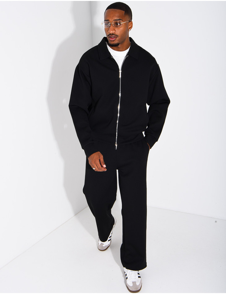 Track suit set with a zippered vest and straight-leg pants