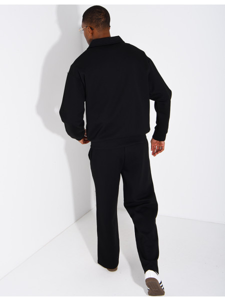 Track suit set with a zippered vest and straight-leg pants