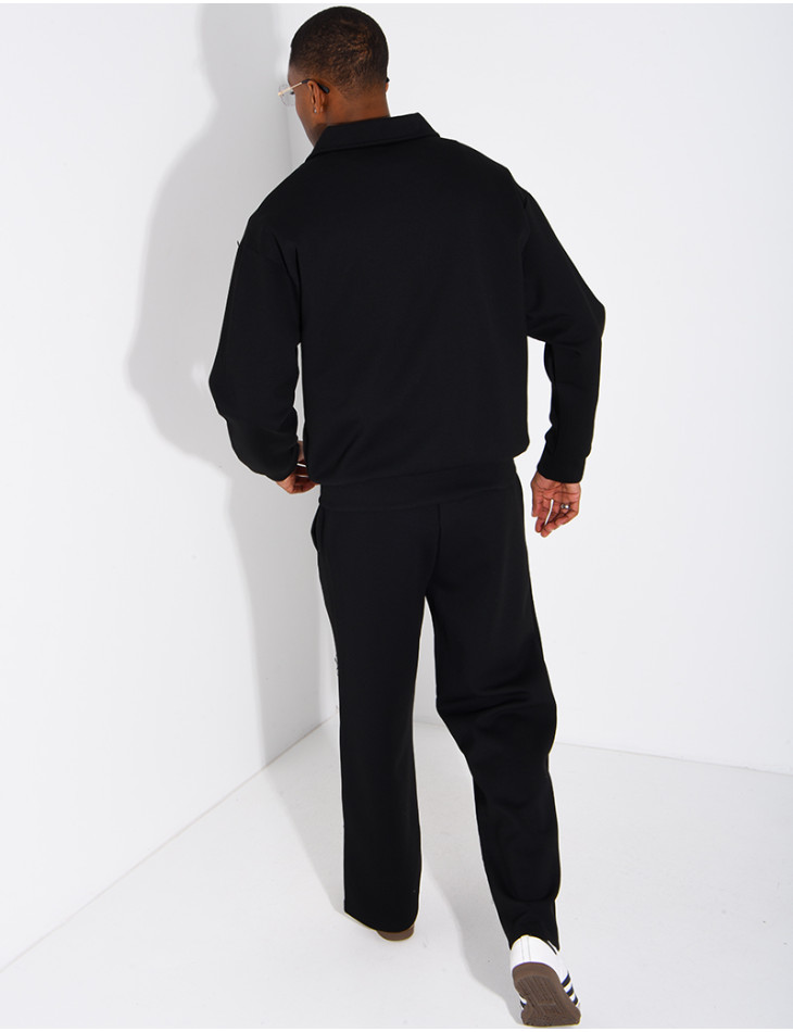Track suit set with a zippered vest and straight-leg pants