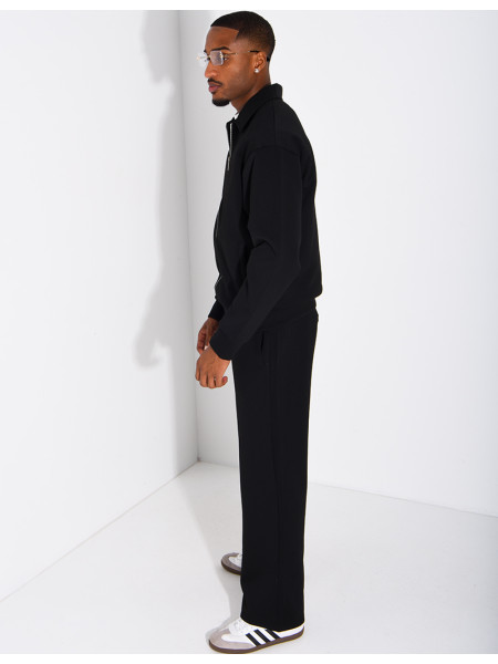 Track suit set with a zippered vest and straight-leg pants