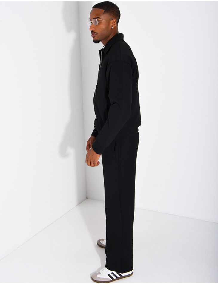 Track suit set with a zippered vest and straight-leg pants