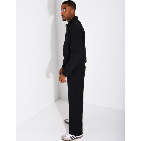 Track suit set with a zippered vest and straight-leg pants