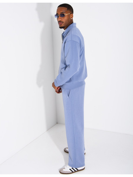 Track suit set with a zippered vest and straight-leg pants
