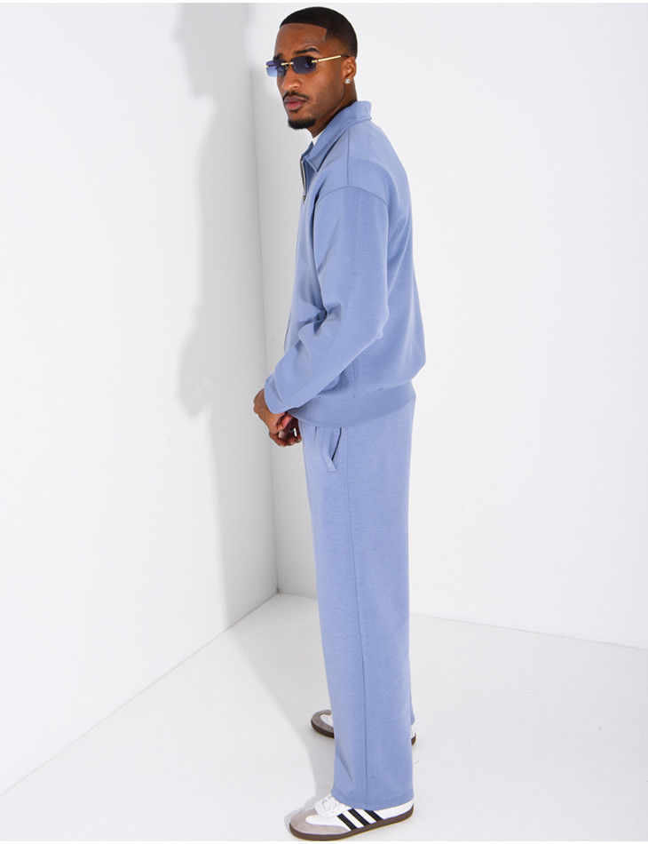 Track suit set with a zippered vest and straight-leg pants