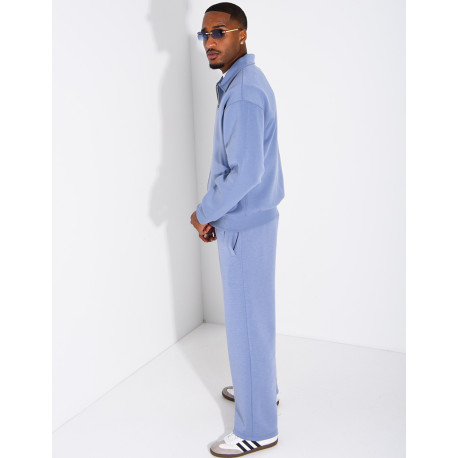 Track suit set with a zippered vest and straight-leg pants