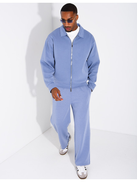 Track suit set with a zippered vest and straight-leg pants