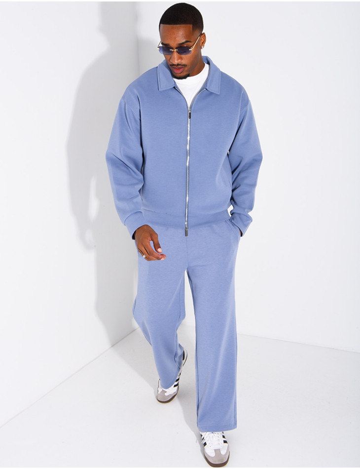 Track suit set with a zippered vest and straight-leg pants