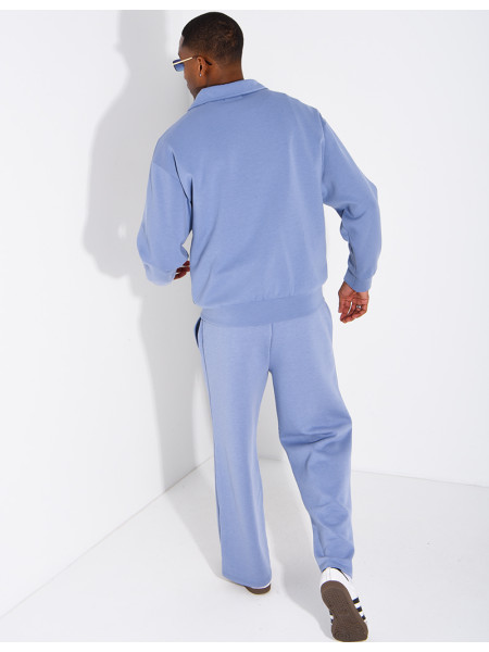 Track suit set with a zippered vest and straight-leg pants