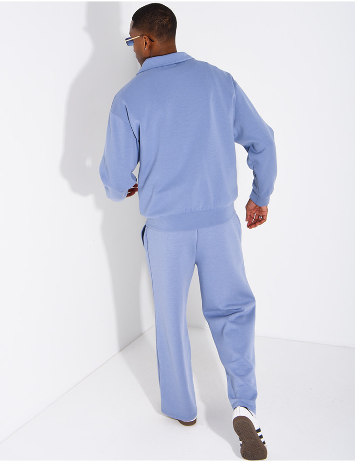 Track suit set with a zippered vest and straight-leg pants