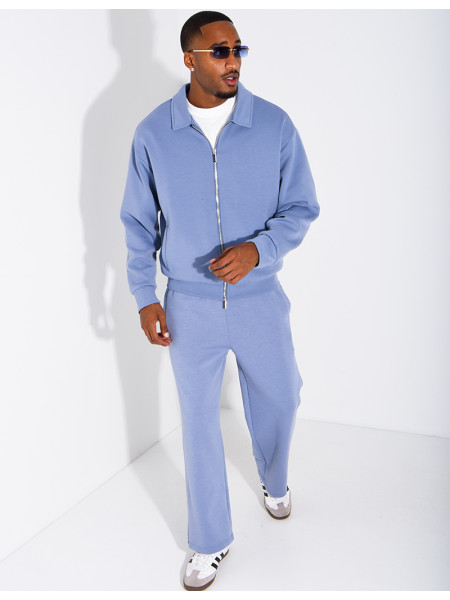 Track suit set with a zippered vest and straight-leg pants