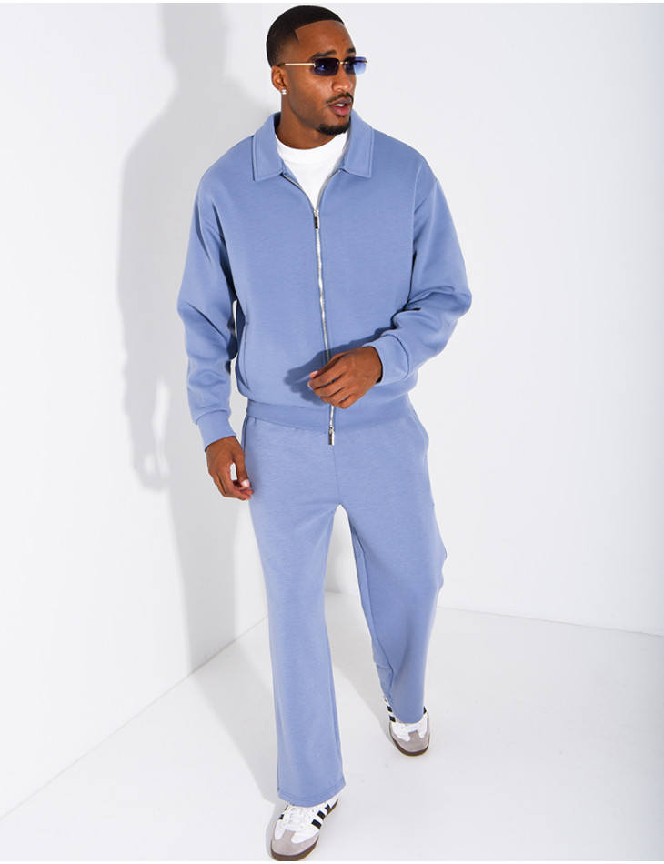 Track suit set with a zippered vest and straight-leg pants