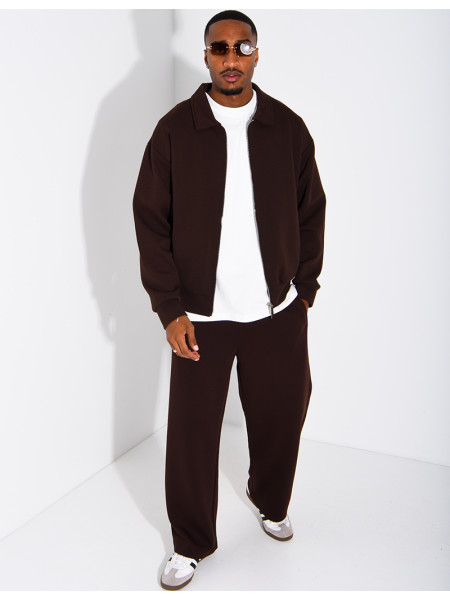 Ensemble de survêtement à gilet zippé et pantalon droit
