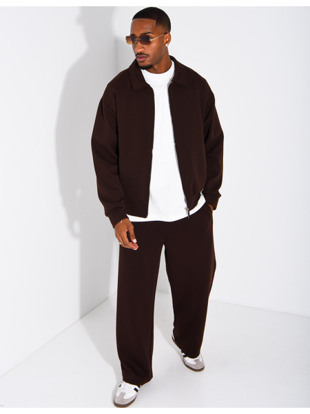 Ensemble de survêtement à gilet zippé et pantalon droit