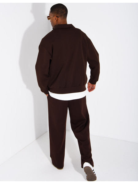 Ensemble de survêtement à gilet zippé et pantalon droit