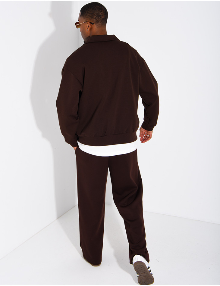 Ensemble de survêtement à gilet zippé et pantalon droit