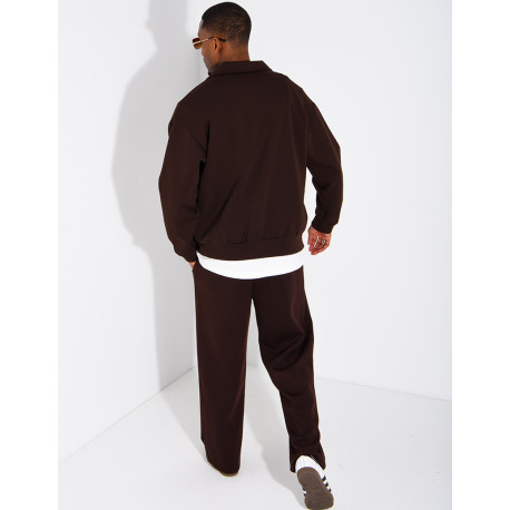 Ensemble de survêtement à gilet zippé et pantalon droit
