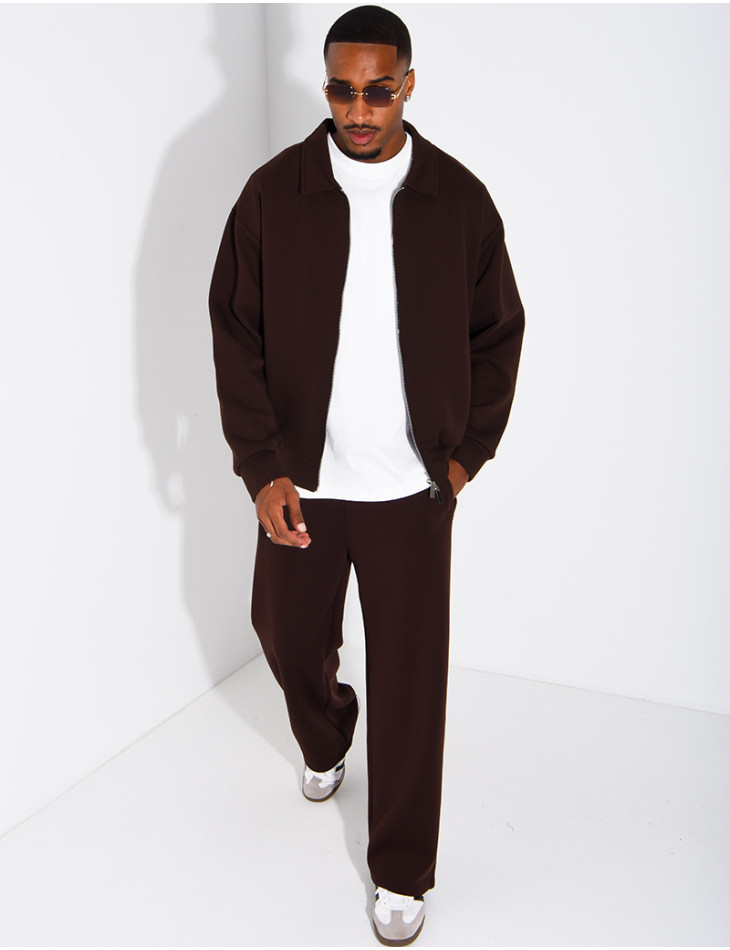 Ensemble de survêtement à gilet zippé et pantalon droit