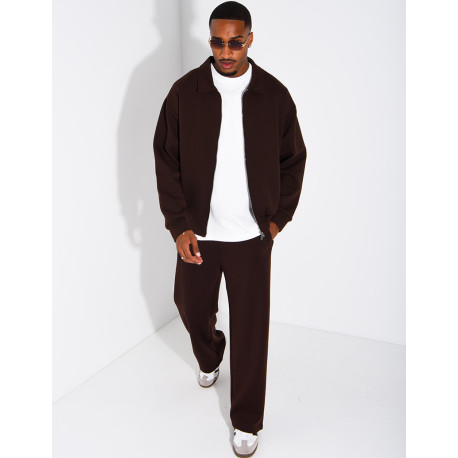 Ensemble de survêtement à gilet zippé et pantalon droit