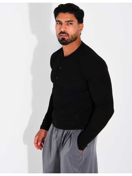 T-shirt homme col bouttons
