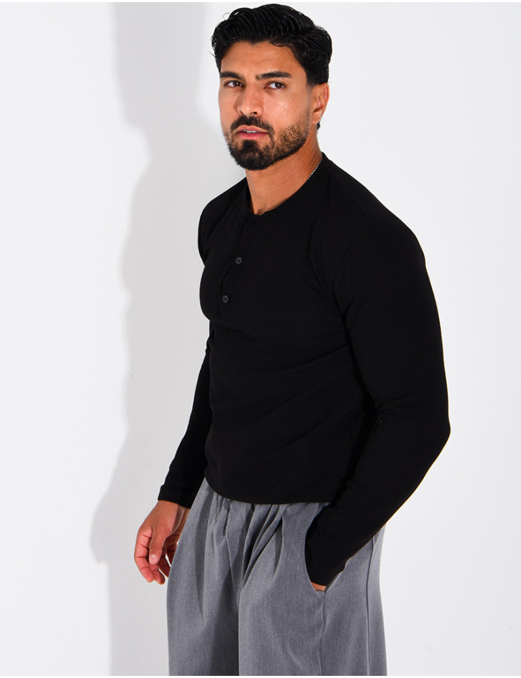 T-shirt homme col bouttons