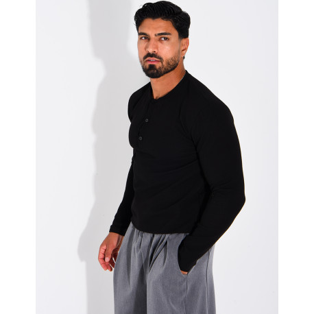 T-shirt homme col bouttons
