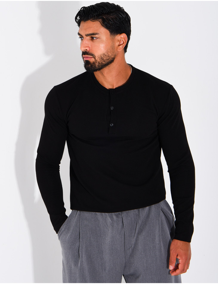 T-shirt homme col bouttons