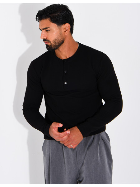 T-shirt homme col bouttons