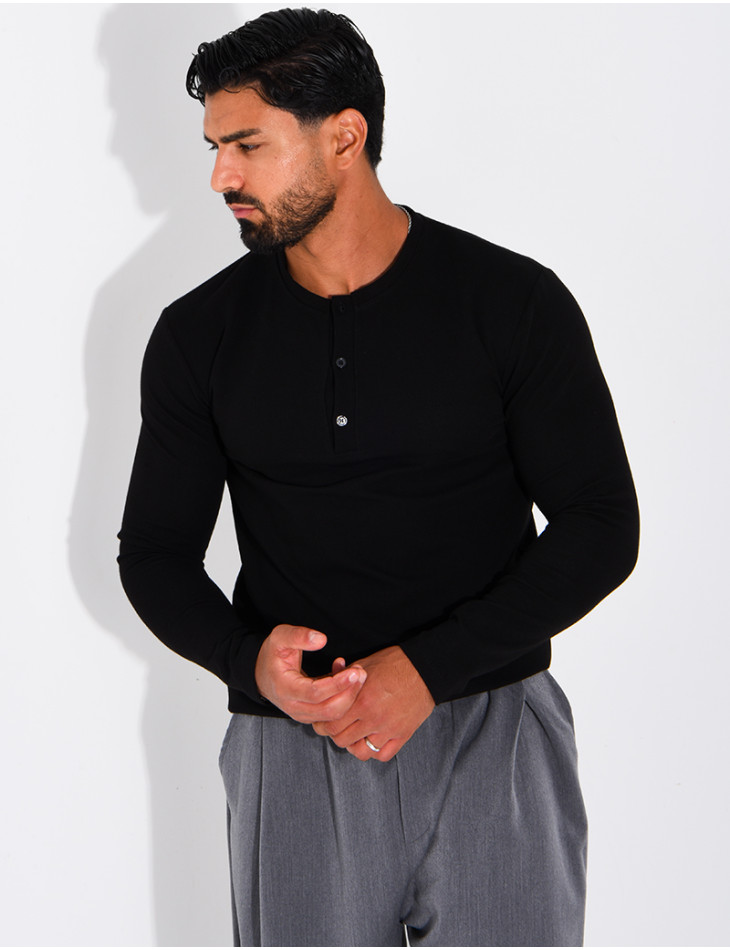 T-shirt homme col bouttons
