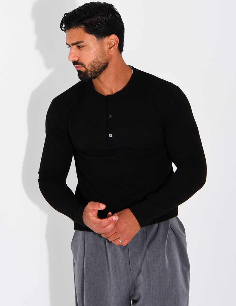 T-shirt homme col bouttons