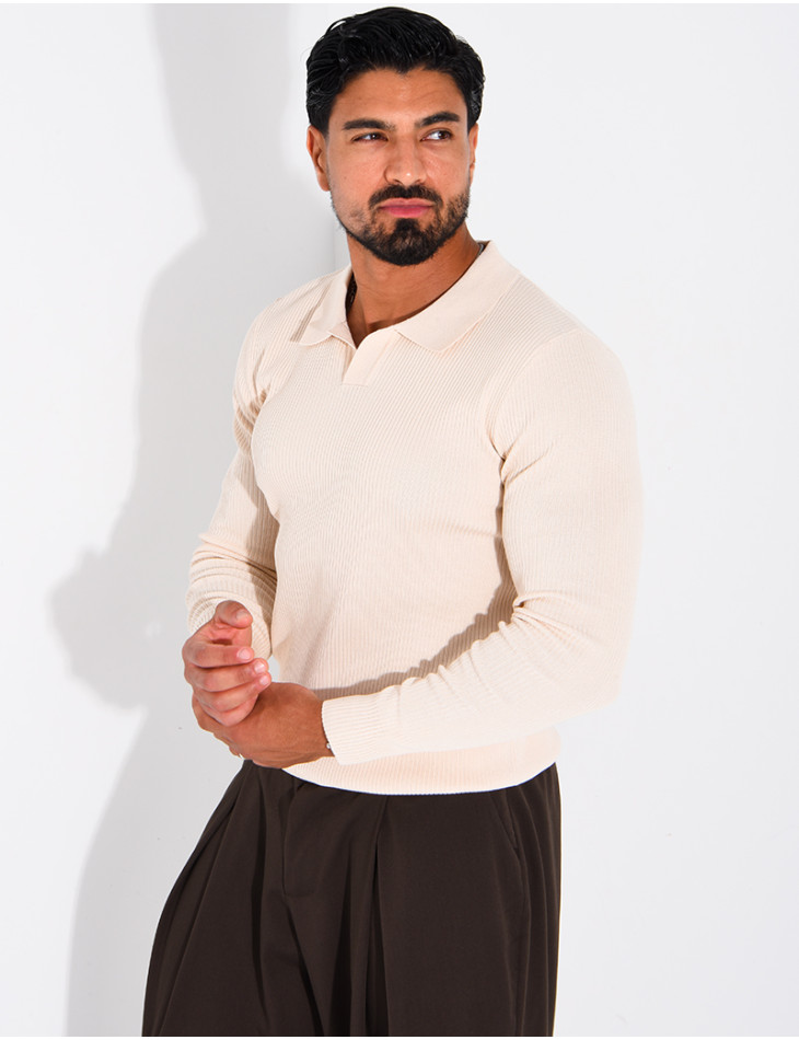 Polo homme côtelé