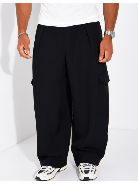 Fließende Oversize-Hose mit Cargotaschen