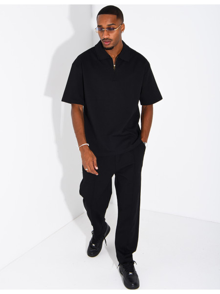 Ensemble polo zippé oversize et pantalon assorti