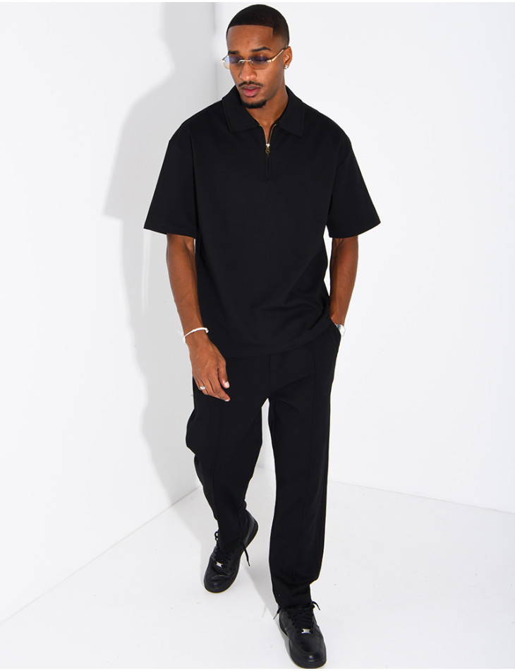 Ensemble polo zippé oversize et pantalon assorti