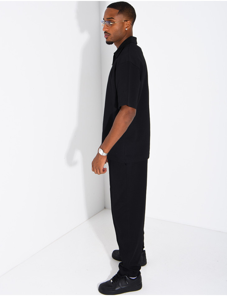 Ensemble polo zippé oversize et pantalon assorti